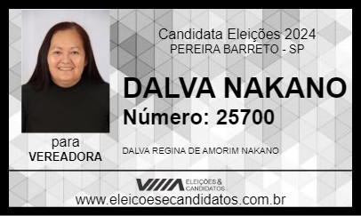 Candidato DALVA NAKANO 2024 - PEREIRA BARRETO - Eleições