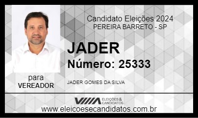 Candidato JADER 2024 - PEREIRA BARRETO - Eleições