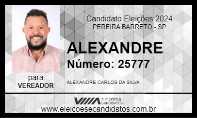 Candidato ALEXANDRE 2024 - PEREIRA BARRETO - Eleições