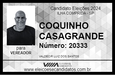 Candidato COQUINHO CASAGRANDE 2024 - ILHA COMPRIDA - Eleições