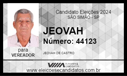 Candidato JEOVAH 2024 - SÃO SIMÃO - Eleições