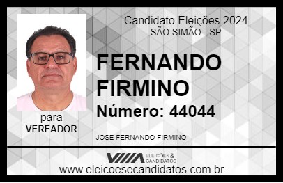 Candidato FERNANDO FIRMINO 2024 - SÃO SIMÃO - Eleições