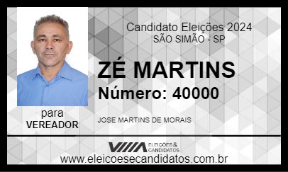 Candidato ZÉ MARTINS 2024 - SÃO SIMÃO - Eleições