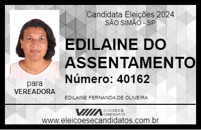 Candidato EDILAINE DO ASSENTAMENTO 2024 - SÃO SIMÃO - Eleições