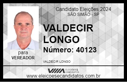 Candidato VALDECIR LONGO 2024 - SÃO SIMÃO - Eleições