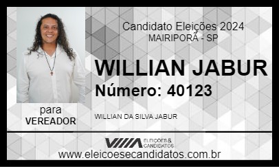 Candidato WILLIAN JABUR 2024 - MAIRIPORÃ - Eleições