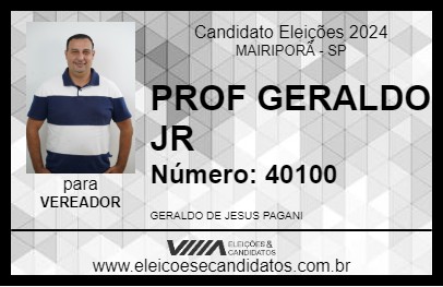 Candidato PROF GERALDO JR 2024 - MAIRIPORÃ - Eleições