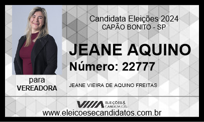 Candidato JEANE AQUINO 2024 - CAPÃO BONITO - Eleições