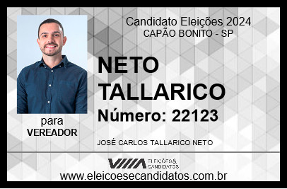 Candidato NETO TALLARICO 2024 - CAPÃO BONITO - Eleições