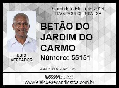 Candidato BETÃO DO JARDIM DO CARMO 2024 - ITAQUAQUECETUBA - Eleições