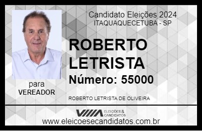 Candidato ROBERTO LETRISTA 2024 - ITAQUAQUECETUBA - Eleições