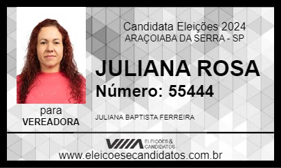 Candidato JULIANA ROSA 2024 - ARAÇOIABA DA SERRA - Eleições