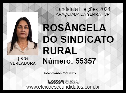 Candidato ROSÂNGELA DO SINDICATO RURAL 2024 - ARAÇOIABA DA SERRA - Eleições