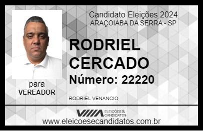 Candidato RODRIEL CERCADO 2024 - ARAÇOIABA DA SERRA - Eleições