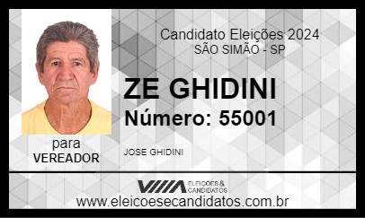 Candidato ZE GHIDINI 2024 - SÃO SIMÃO - Eleições