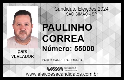 Candidato PAULINHO CORREA 2024 - SÃO SIMÃO - Eleições