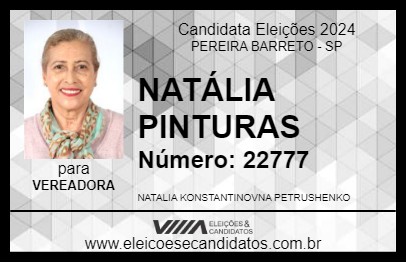 Candidato NATÁLIA PINTURAS 2024 - PEREIRA BARRETO - Eleições