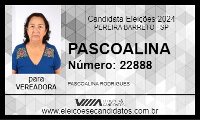 Candidato PASCOALINA 2024 - PEREIRA BARRETO - Eleições