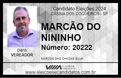 Candidato MARCÃO DO NININHO 2024 - CÁSSIA DOS COQUEIROS - Eleições