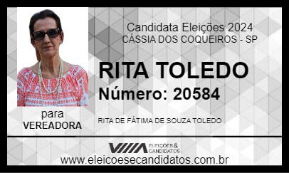 Candidato RITA TOLEDO 2024 - CÁSSIA DOS COQUEIROS - Eleições