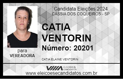 Candidato CATIA VENTORIN 2024 - CÁSSIA DOS COQUEIROS - Eleições