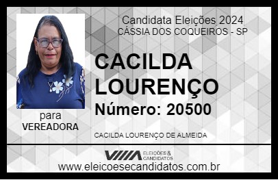 Candidato CACILDA LOURENÇO 2024 - CÁSSIA DOS COQUEIROS - Eleições