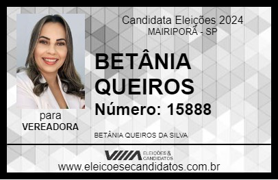 Candidato BETÂNIA QUEIROS 2024 - MAIRIPORÃ - Eleições