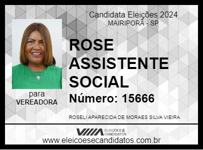 Candidato ROSE ASSISTENTE SOCIAL 2024 - MAIRIPORÃ - Eleições