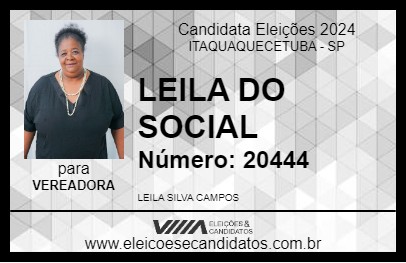 Candidato LEILA DO SOCIAL 2024 - ITAQUAQUECETUBA - Eleições