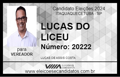 Candidato LUCAS DO LICEU 2024 - ITAQUAQUECETUBA - Eleições