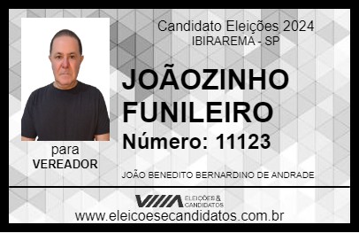 Candidato JOÃOZINHO FUNILEIRO 2024 - IBIRAREMA - Eleições