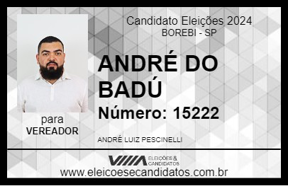 Candidato ANDRÉ DO BADÚ 2024 - BOREBI - Eleições