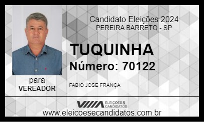 Candidato TUQUINHA 2024 - PEREIRA BARRETO - Eleições