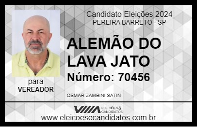 Candidato ALEMÃO DO LAVA JATO 2024 - PEREIRA BARRETO - Eleições