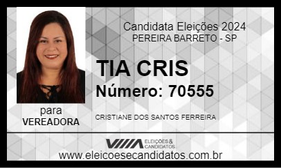 Candidato TIA CRIS 2024 - PEREIRA BARRETO - Eleições