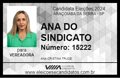 Candidato ANA DO SINDICATO 2024 - ARAÇOIABA DA SERRA - Eleições