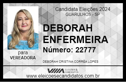 Candidato DEBORAH ENFERMEIRA 2024 - GUARULHOS - Eleições