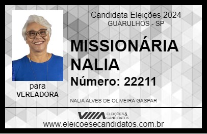 Candidato MISSIONÁRIA NALIA 2024 - GUARULHOS - Eleições