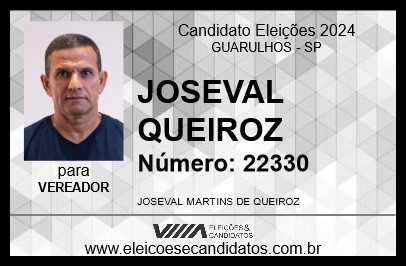 Candidato JOSEVAL QUEIROZ 2024 - GUARULHOS - Eleições