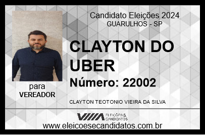 Candidato CLAYTON DO UBER 2024 - GUARULHOS - Eleições