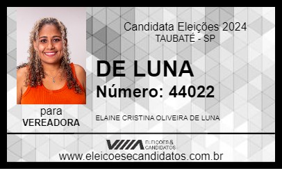 Candidato ELAINE DE LUNA 2024 - TAUBATÉ - Eleições