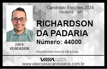 Candidato RICHARDSON DA PADARIA 2024 - TAUBATÉ - Eleições