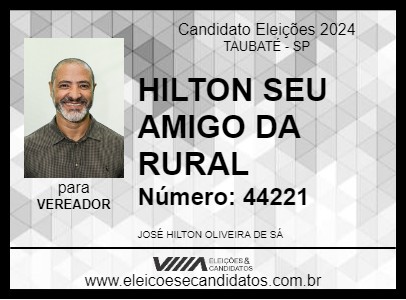 Candidato HILTON DA RURAL 2024 - TAUBATÉ - Eleições