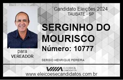 Candidato SERGINHO DO MOURISCO 2024 - TAUBATÉ - Eleições