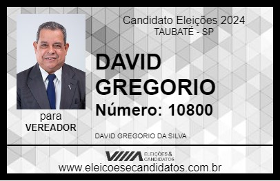 Candidato DAVID GREGORIO 2024 - TAUBATÉ - Eleições