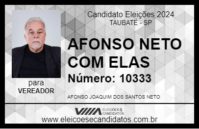 Candidato AFONSO NETO COM ELAS 2024 - TAUBATÉ - Eleições