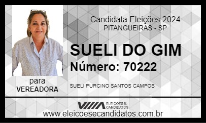 Candidato SUELI DO GIM 2024 - PITANGUEIRAS - Eleições