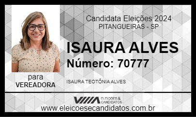 Candidato ISAURA ALVES CHICOTA 2024 - PITANGUEIRAS - Eleições