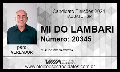 Candidato MI DO LAMBARI 2024 - TAUBATÉ - Eleições