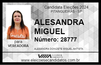 Candidato ALESANDRA MIGUEL 2024 - PITANGUEIRAS - Eleições